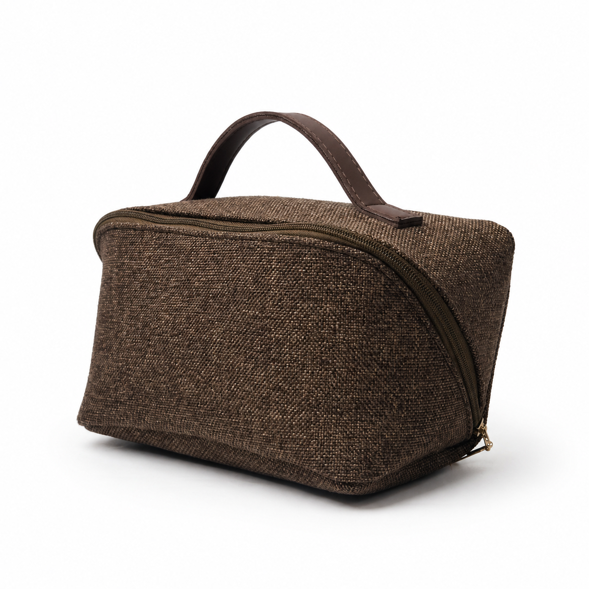 Large Capacity Travel Cosmetic Bag Canvas Brown - Image 2