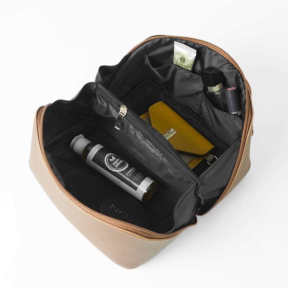 Large Capacity Travel Cosmetic Bag Brown - Image 5
