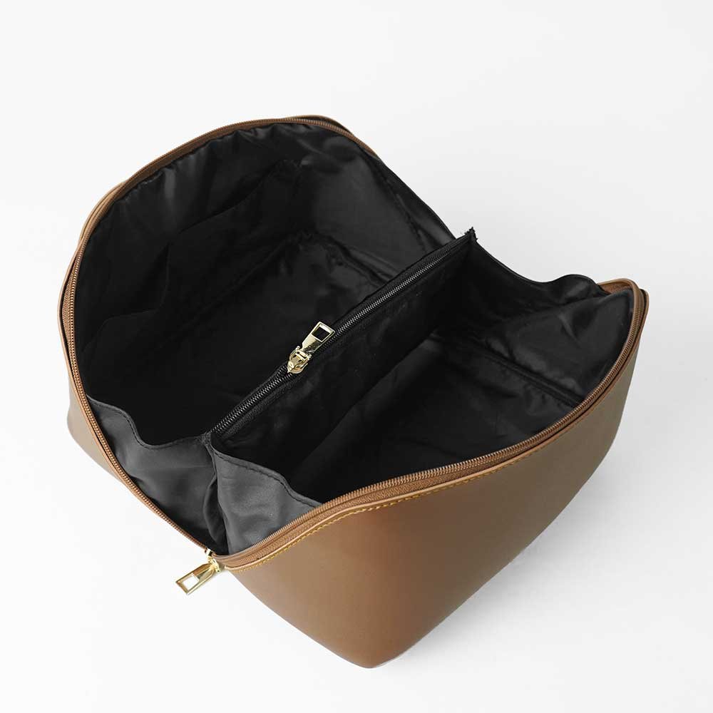 Large Capacity Travel Cosmetic Bag Brown - Image 4